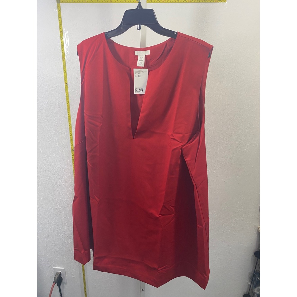 H&M‎ Red Sleeveless V-Neck Tunic Top Plus Size 3XL NWT 1295003